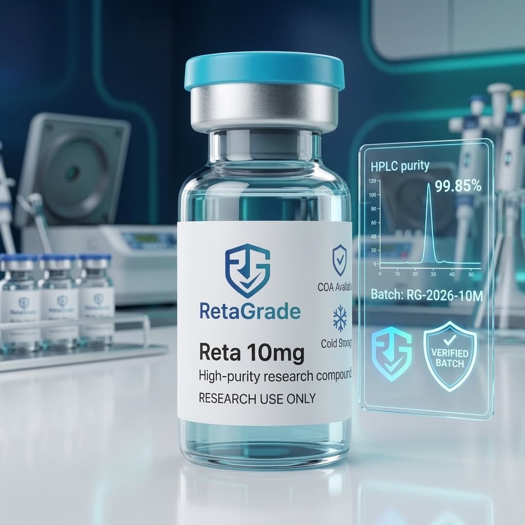 RetaGrade research vial beside a batch verification display